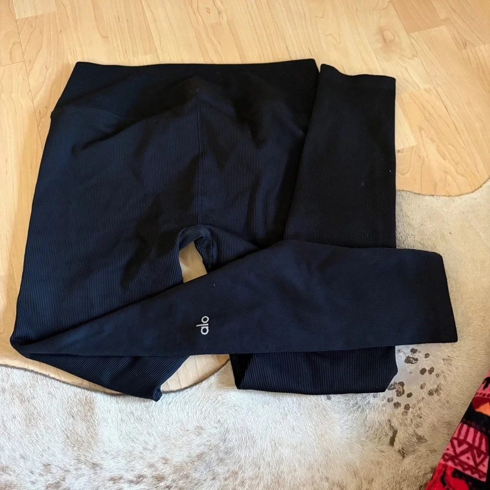 ALO Ribbed‎ High-Waist Blissful Legging black Size Large